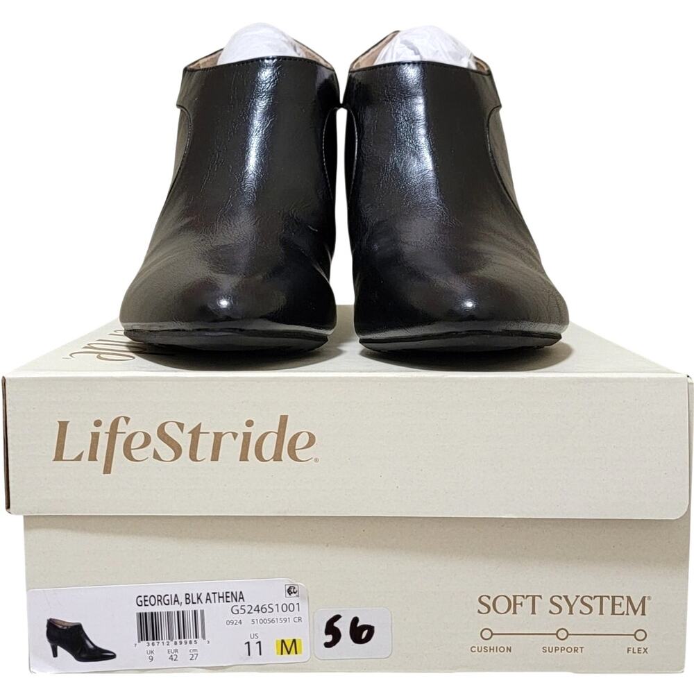 LifeStride Women Georgia Pointed Toe Ankle Booties Size US 11M Black Athena - Picture 7 of 7